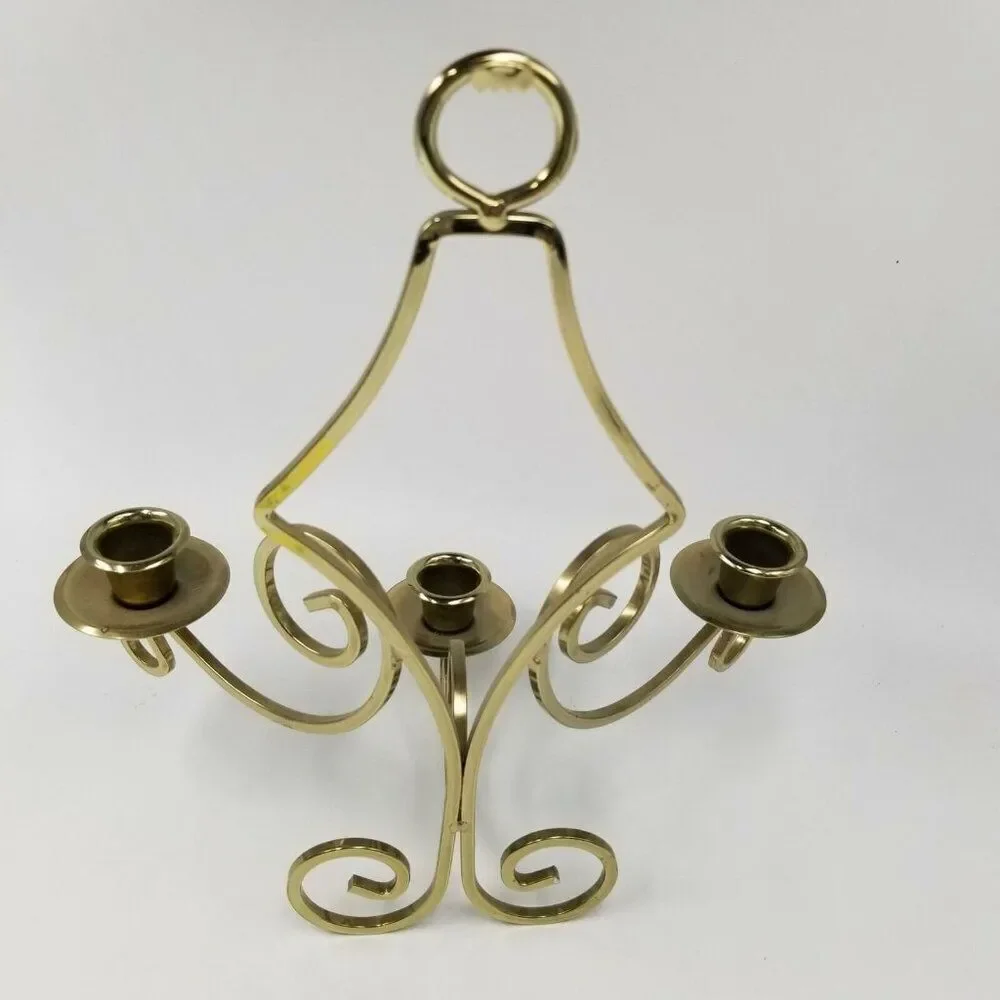 Vintage Homco 1258 Franklin Park Triple Wall Sconce Brass Plated Candle 12